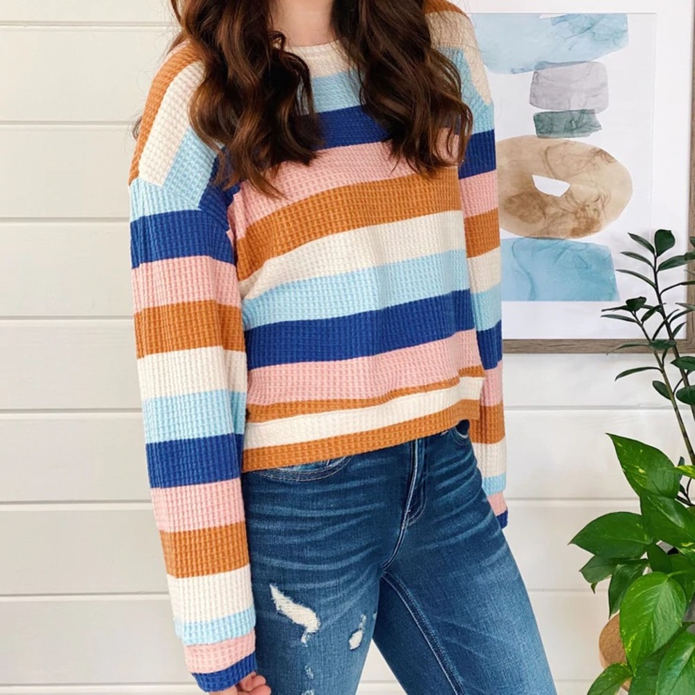 Z Supply Mercer Striped Thermal Long Sleeve Top, S